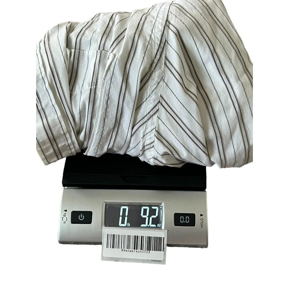 Hollister California Mens Button Up Shirt White Red Size Large Striped‎ Collared